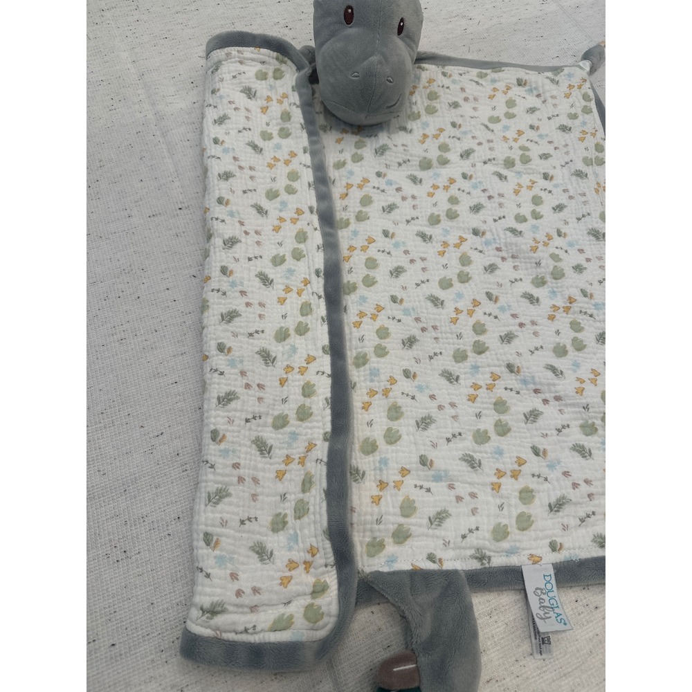Douglas Baby Gray Dinosaur Lovey Security Blanket Muslin large Botanical Print - Picture 5 of 7